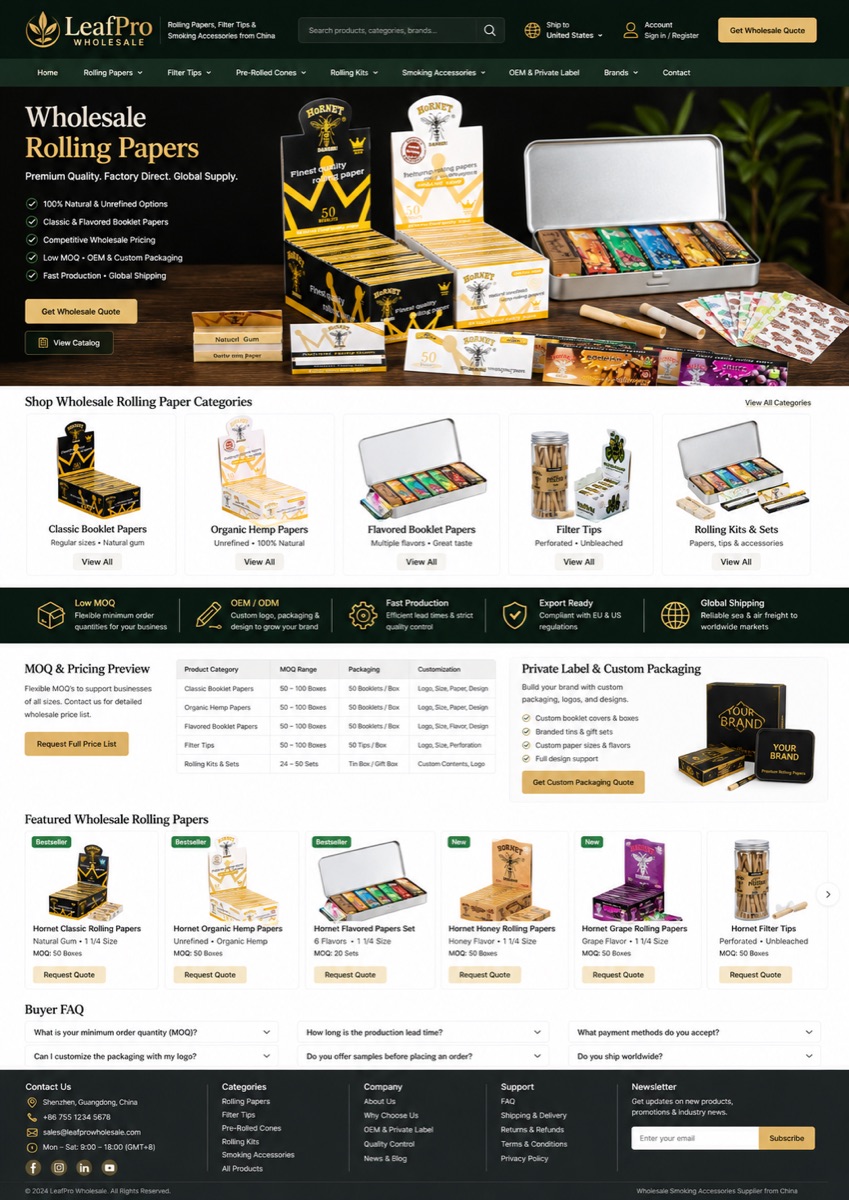 Rolling papers wholesale category